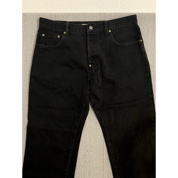 Crown Basics Jeans Mens 36X28 Black Loose Straight Painted Back Y2K Button Fly - Picture 5 of 14